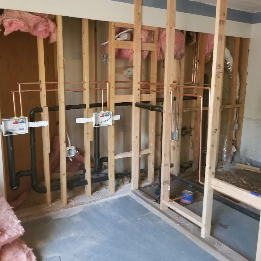 Copper pipe rough-in and plumbing installation in Cambria